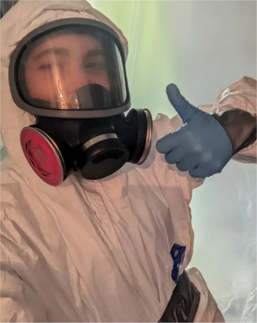 Grace with protective gear